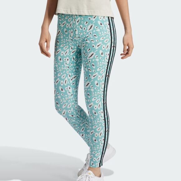 Adidas 3- Stripe Animal Print Leggings- Size Medium - Picture 1 of 10